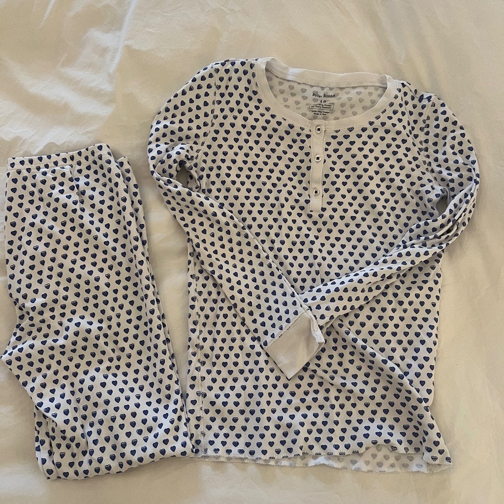 Roller Rabbit Blue Heart Pajamas, kids size 12